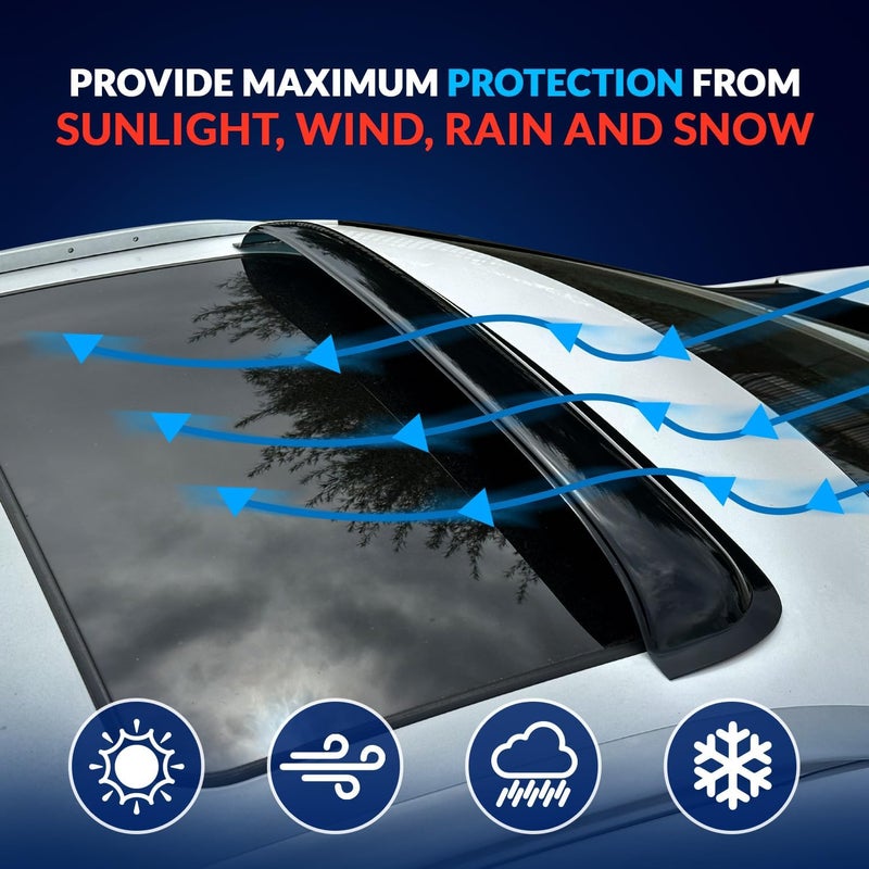 Tuningpros Sunroof Wind Deflector Car Sunroof Cover Compatible with 2003-2010 Porsche Cayenne | Waterproof Moonroof Auto Window Deflectors Visor Thickness 1.4mm 980mm 38.5" | Dark Smoke | Set of 1 - Image 3